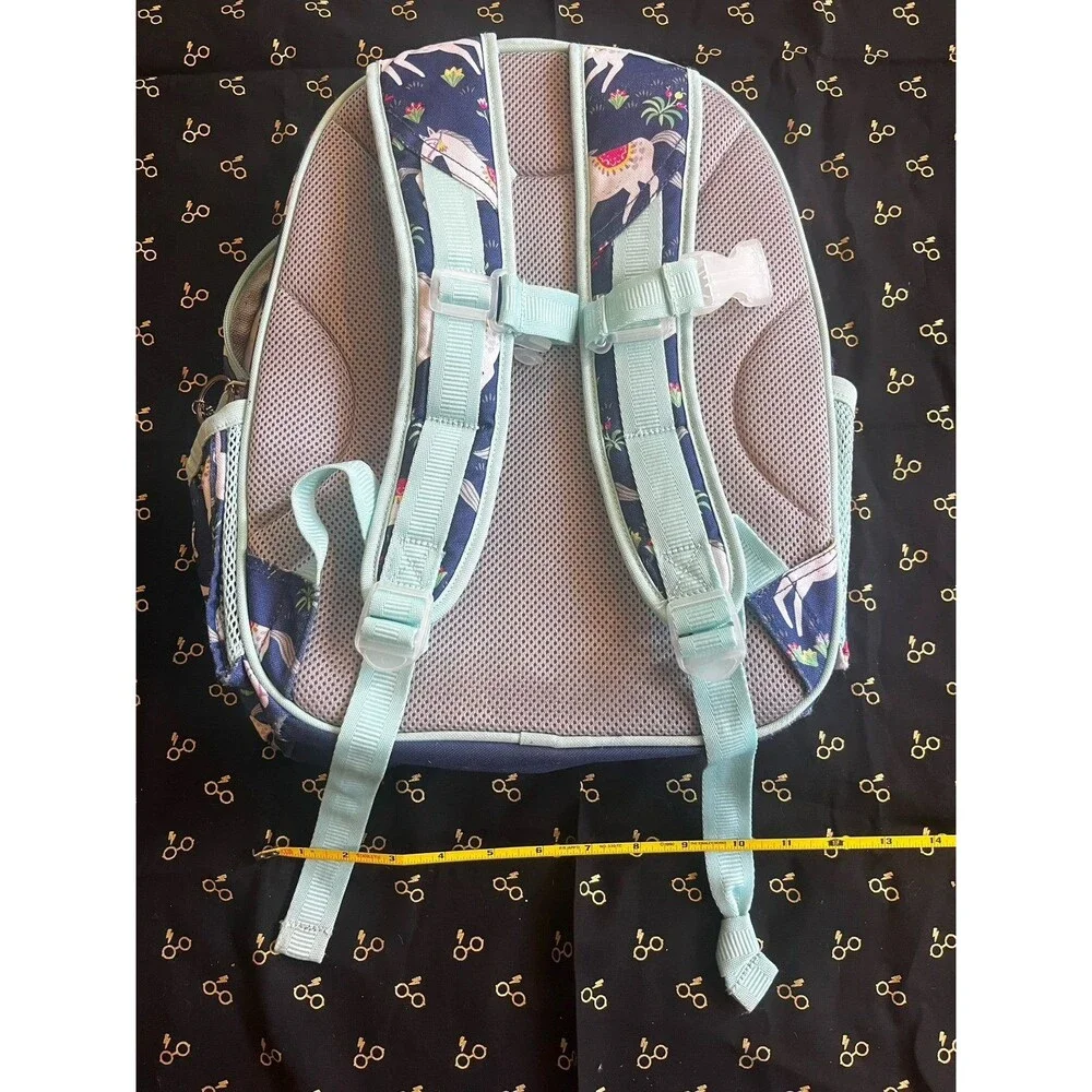 Pottery Barn kids backpack blue with horses and flowers